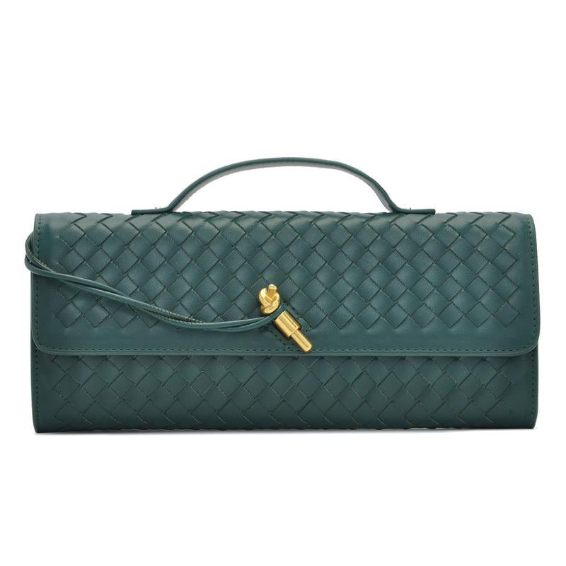 Trendy Woven Evening Clutch Purse for Women PU Leather Underarm Shoulder Handbag, Elegant Satchel Crossbody Purse Dates & Daily Outings (Elegant Woven Texture)