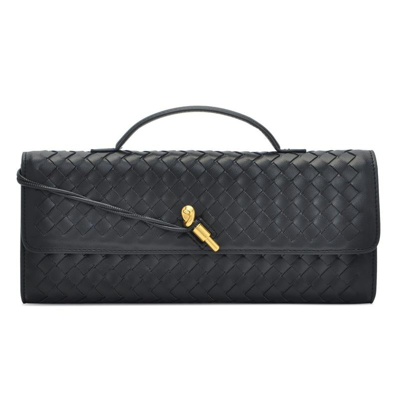 Trendy Woven Evening Clutch Purse for Women PU Leather Underarm Shoulder Handbag, Elegant Satchel Crossbody Purse Dates & Daily Outings (Elegant Woven Texture)