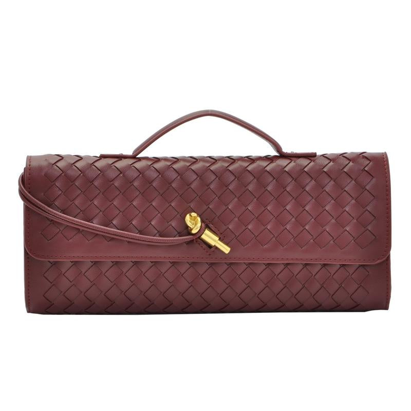 Trendy Woven Evening Clutch Purse for Women PU Leather Underarm Shoulder Handbag, Elegant Satchel Crossbody Purse Dates & Daily Outings (Elegant Woven Texture)