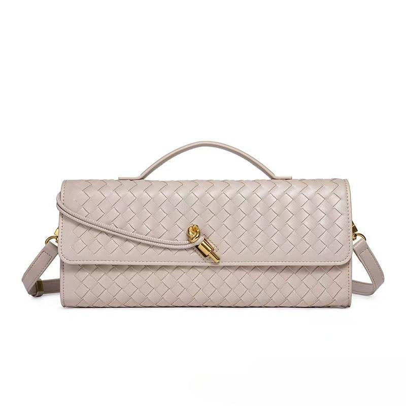 Trendy Woven Evening Clutch Purse for Women PU Leather Underarm Shoulder Handbag, Elegant Satchel Crossbody Purse Dates & Daily Outings (Elegant Woven Texture)