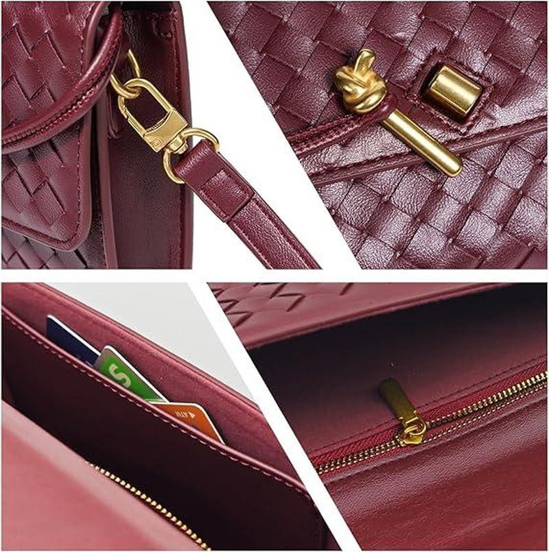 Trendy Woven Evening Clutch Purse for Women PU Leather Underarm Shoulder Handbag, Elegant Satchel Crossbody Purse Dates & Daily Outings (Elegant Woven Texture)