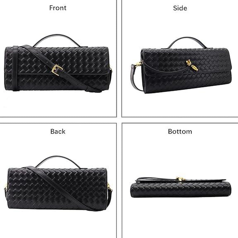 Trendy Woven Evening Clutch Purse for Women PU Leather Underarm Shoulder Handbag, Elegant Satchel Crossbody Purse Dates & Daily Outings (Elegant Woven Texture)