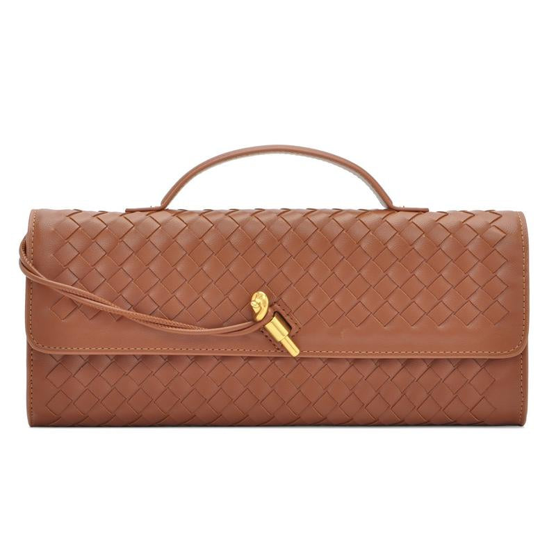 Trendy Woven Evening Clutch Purse for Women PU Leather Underarm Shoulder Handbag, Elegant Satchel Crossbody Purse Dates & Daily Outings (Elegant Woven Texture)