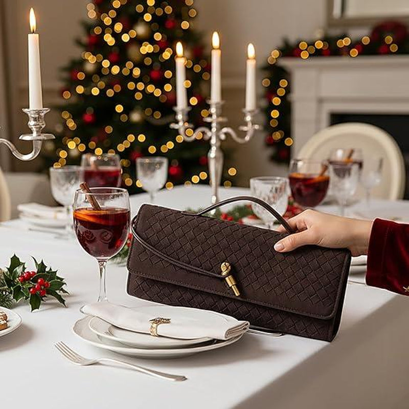 Trendy Woven Evening Clutch Purse for Women PU Leather Underarm Shoulder Handbag, Elegant Satchel Crossbody Purse Dates & Daily Outings (Elegant Woven Texture)