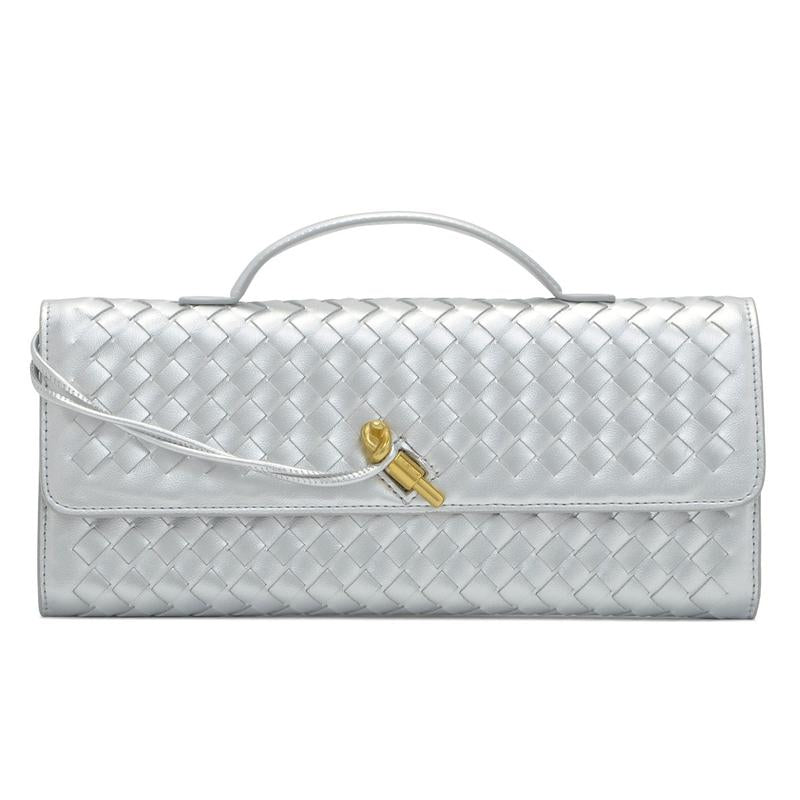 Trendy Woven Evening Clutch Purse for Women PU Leather Underarm Shoulder Handbag, Elegant Satchel Crossbody Purse Dates & Daily Outings (Elegant Woven Texture)