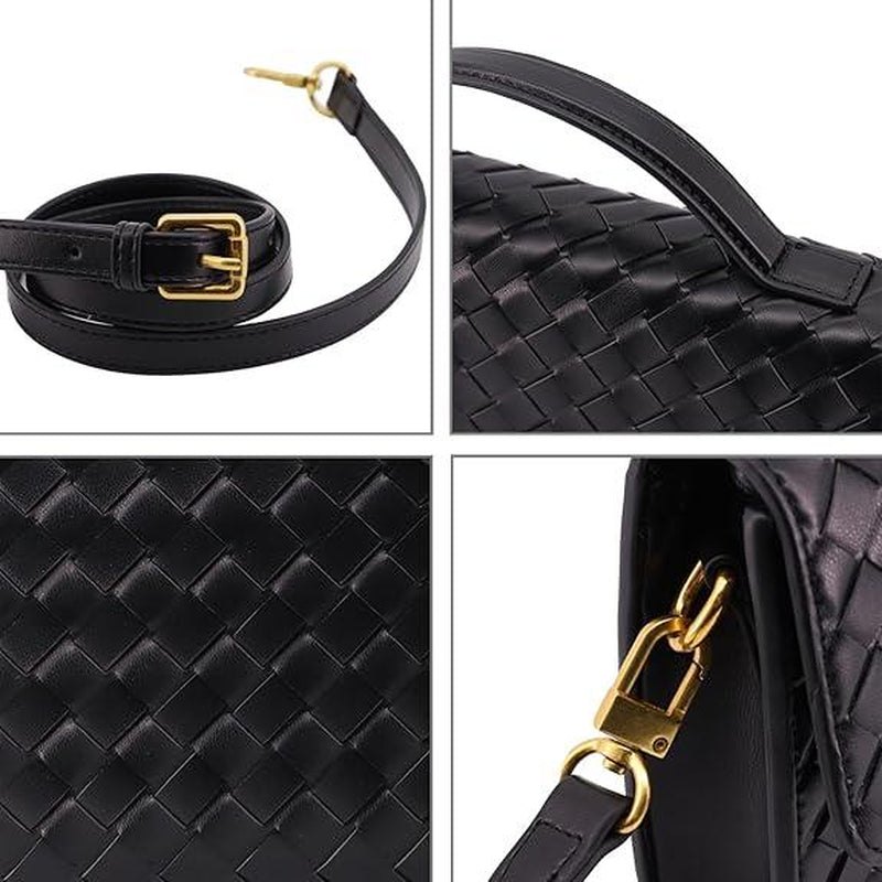 Trendy Woven Evening Clutch Purse for Women PU Leather Underarm Shoulder Handbag, Elegant Satchel Crossbody Purse Dates & Daily Outings (Elegant Woven Texture)